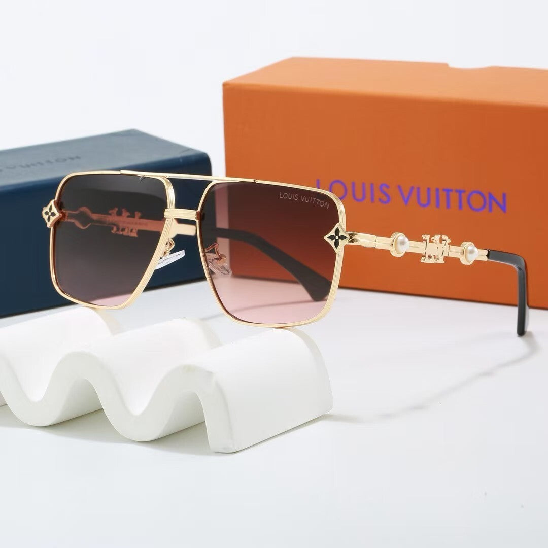 Louis vuitton Metal Double Bridge Square Sunglasses with Pearl & Monogram Details Square