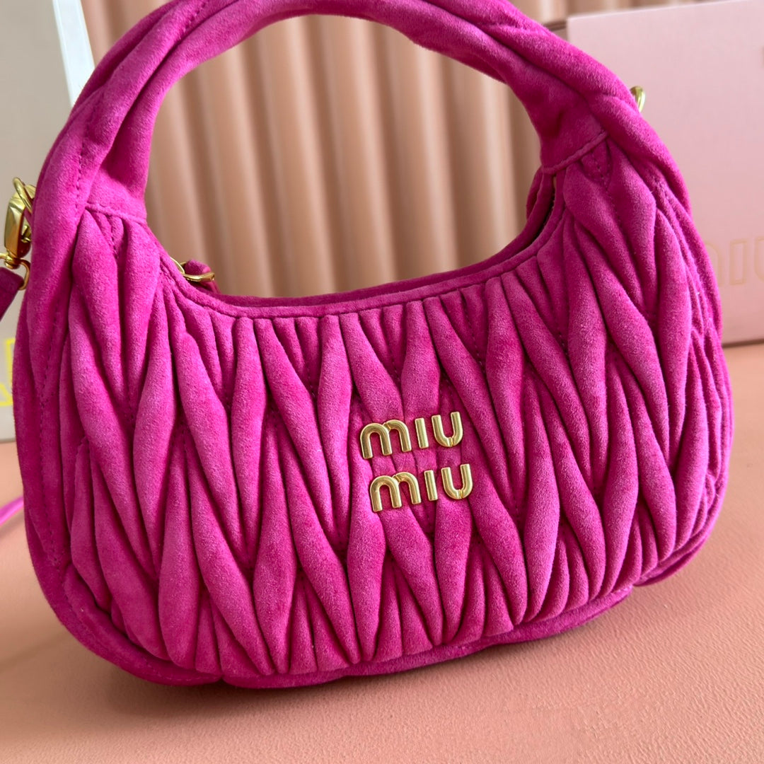 MIUMIU SUEDE HANDBAG 23 DEEP FUCHSIA