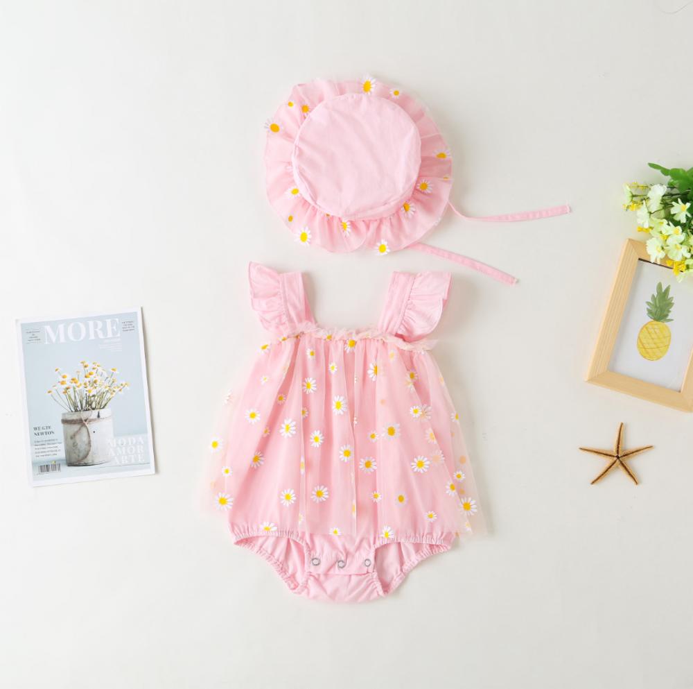 Summer Girl Baby Triangle romper Little Kid Princess Mesh Skirt with Hat Wholesale Baby Clothing
