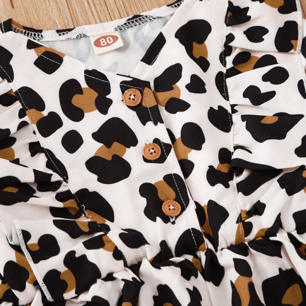 Autumn Leopard Print Long Sleeve Baby Dress Baby Girl Wholesale Clothing